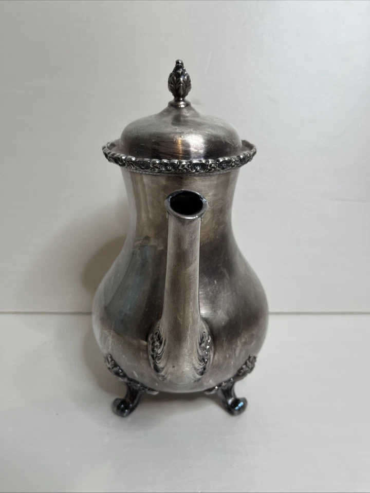 Bule de chá vintage Wilcox International prata Du Barry floral 7060 - Imagem 3 de 4