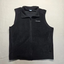 Columbia Fleece Vest Solid Black Full Zip Camp Sweater Hiking Men's 4XT Tall