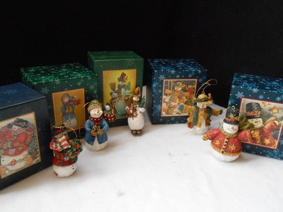 Lang & Wise Snowman Ornaments, Winter Harvest, Snowy Celebration, Seasons Greet