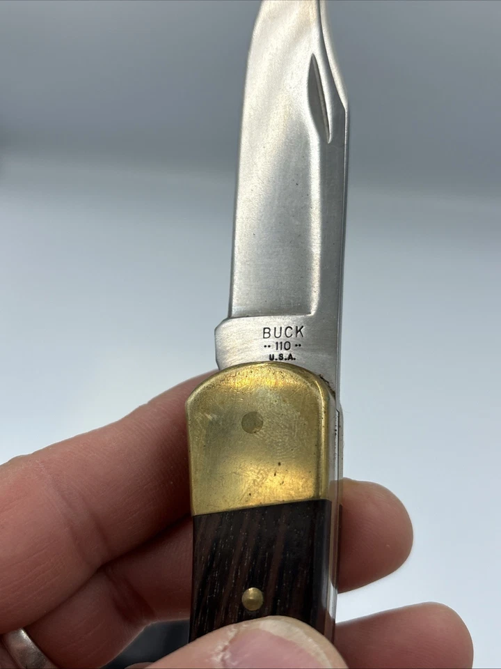 Buck USA 110  Lockback Knife 4 Dot Vintage 1981-1986.  Black Sheath - Image 4 of 4