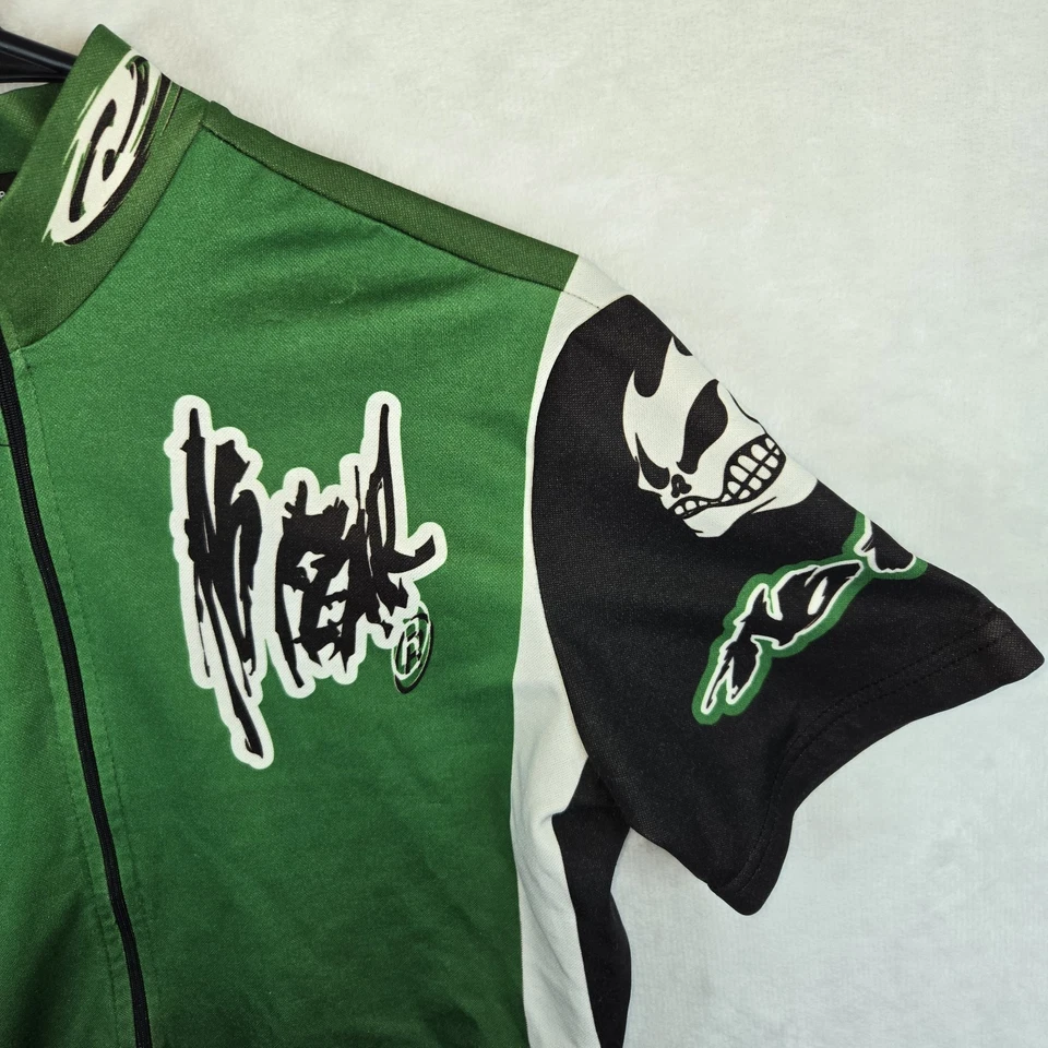 No Fear Mens Vintage Green Racing Jersey Short Sleeve Pullover Mock Neck M Y2K - Image 4 of 4