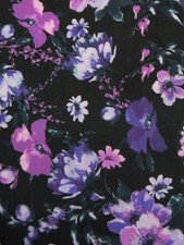 1 Yd Black Floral Chiffon Fabric Semi Sheer Apparel Fabric Bolt End
