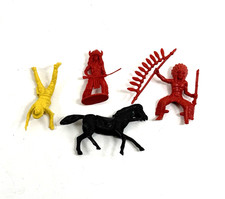 Vintage Plastic 1 Cowboy 2 Indians and a Horse Lot