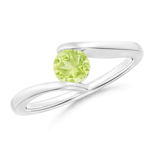5MM Round Shape Peridot Solitaire Stackable Ring 925 Sterling Silver for Women
