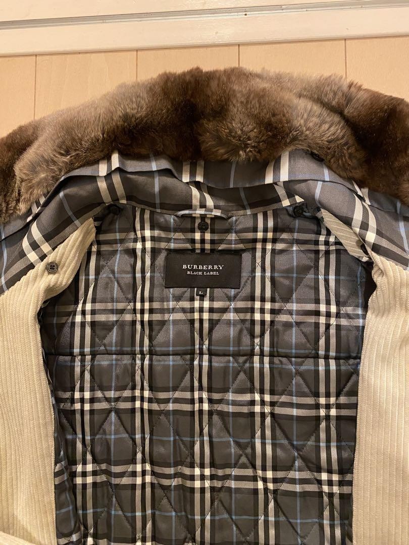 Burberry Black Label Rabbit Fur Corduroy Jacket Men's #ED