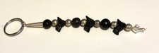 Beaded Glass, Silvertone Purse Handbag Backpack Keychain Decoration Charm 6.5"