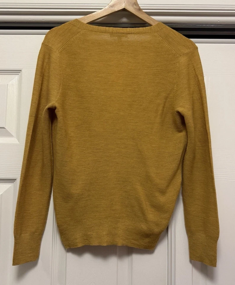 Cardigã Eileen Fisher Merino lã amarelo mostarda tamanho pequeno, #outono, #clássico - Imagem 2 de 4