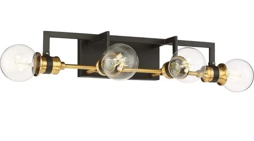 Nuvo 60/6974 Intention Vanity Warm Brass and Black Finish 4 Light - Picture 1 of 2