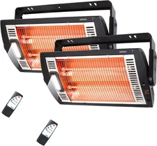 2 Packs Electric Garage Heaters with Remote Control, 1500W/750W Ceiling Mounted