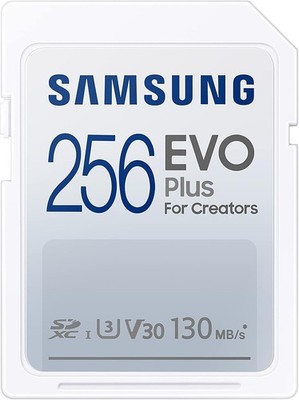 Samsung EVO Plus SDXC 256GB Memory Card 4K 130 MB/s V30 for Camera Laptop PC