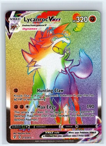 Lycanroc VMAX 213/203 Rainbow Rare Evolving Skies Pokemon Near Mint