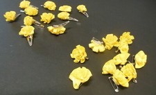 Yellow ribbon rosettes Lot of 11 sets hair clippie and bodice pin Dance craft