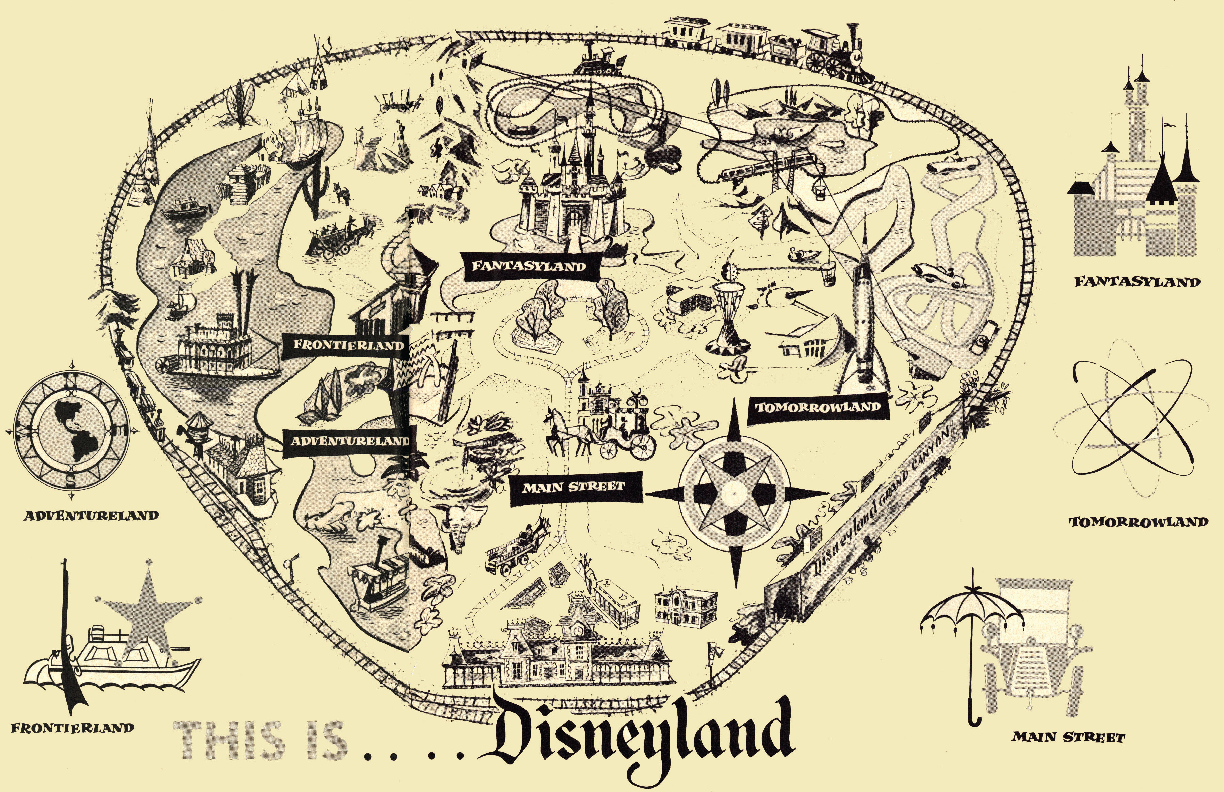 Disneyland Park 1958 Vintage Map Poster Print 13x19 Satin Finish Disneyland Art