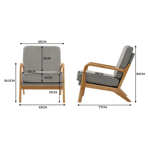Scandi Solid Wooden Frame Chair Accent Armchair Tub Sofa Fabric Upholstered Seat - Picture 23 of 66