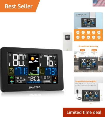 Multi-Location Temperature & Humidity Monitor - Weather Clock with Moon Phase