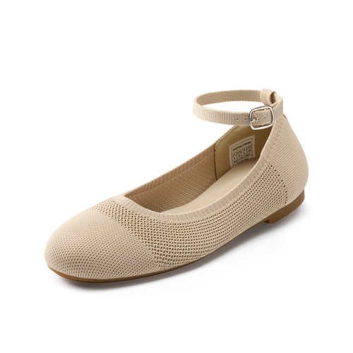 Women Knit Flat Shoes Ankle Strap Round Toe Comfortable Casual Office Shoes - Imagen 18 de 23