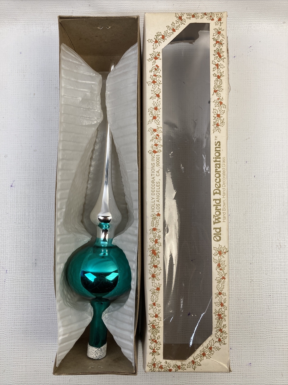 Vintage Glass Christmas Tree Topper Finial Holly Decorations Inc. 11
