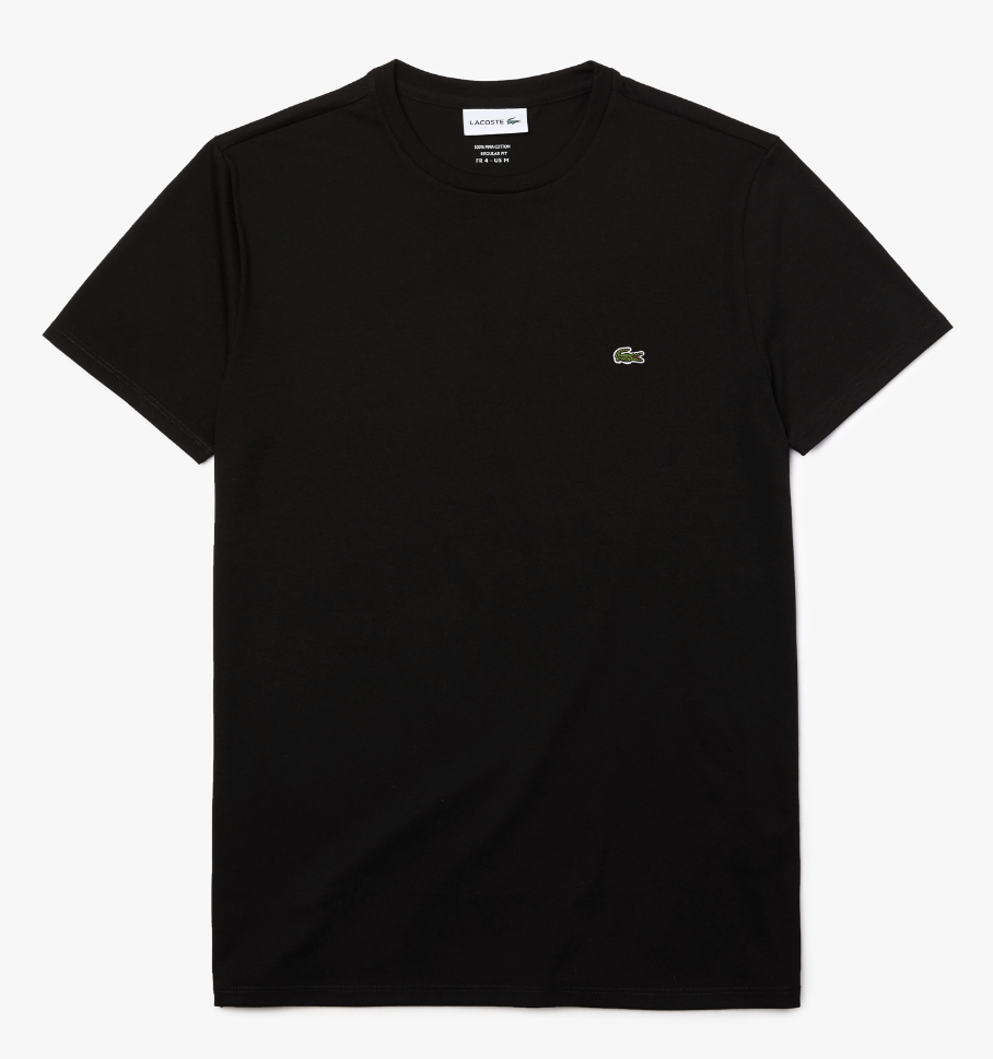 NEW* Men Lacoste Crew Neck Pima Cotton Jersey T-shirts Black