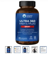 Vitamin World Ultra 360 Men's Multi Sport 180 c.caplets Exp 09/26