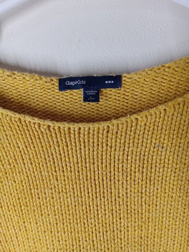 Vintage Gap Kids Mustard Yellow Knit Size Large (10) L Brown Suede Elbow Patches - Picture 2 of 6