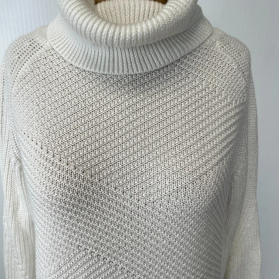 Suéter Casa Blanca Mercado Negro Mujer Pequeño WHBM Tejido Acanalado Tortuga Jersey Núcleo No Foto 2 de 4