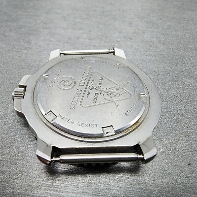 Seiko Alba Flap Duck Watch Men 36mm Black Dial Silver Tone