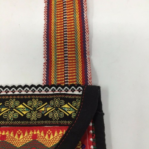 Borsa tote bag in tela fatta a mano tessuto ricamato tailandese ornato 10,75" x 11,5" - Foto 7 di 8