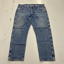 Vintage Rustler Blue Jeans Mens Straight Leg Dark Wash Work Cotton Size 40x30