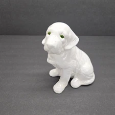 Dog Figurine Porcelain Original Art Mark White Taiwan Bloodhound Sitting