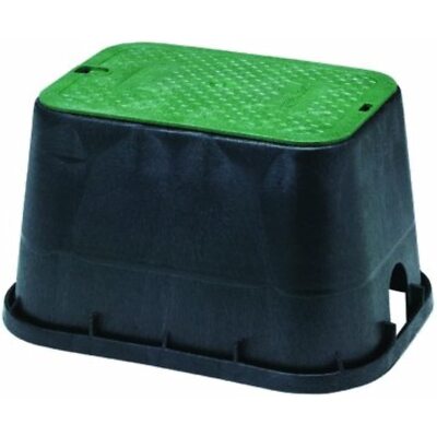 NDS 113BC Standard Series Sprinkler Valve Box, Black with Green Bolt-Down Cover,