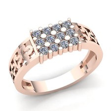 Genuine 1ct Round Cut Diamond Men's 3-Row Anniversary Wedding Band Ring 10K Gold