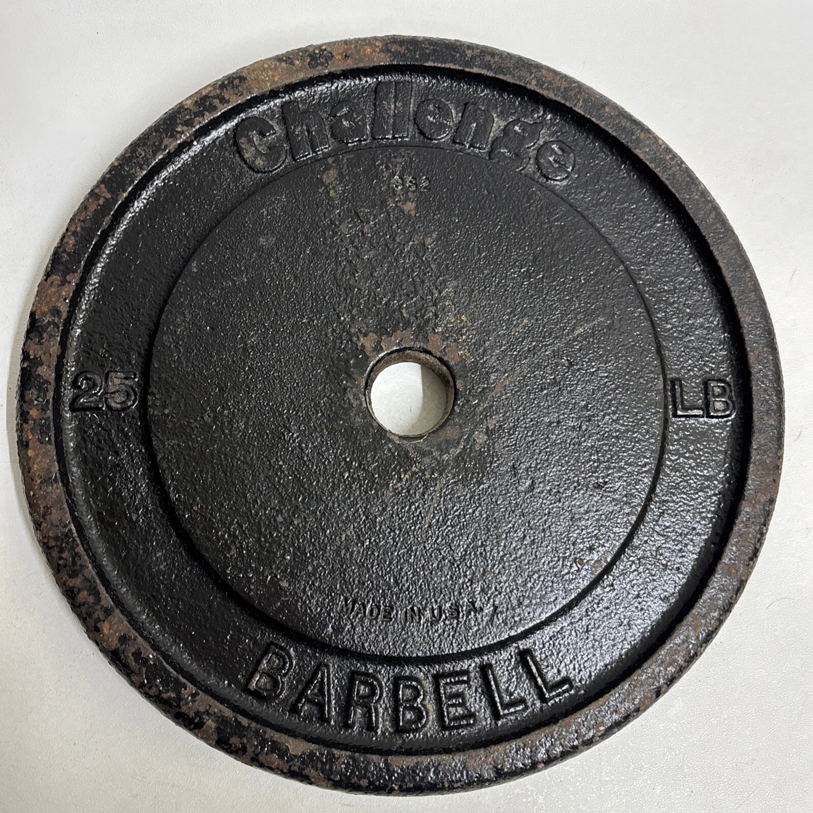 VINTAGE Challenge Barbell 25 LB WEIGHT PLATE - 1.25 in Hole
