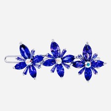 USA FLOWERS Hair Clip Hairpin use Swarovski Crystal Elegant Barrette Purple
