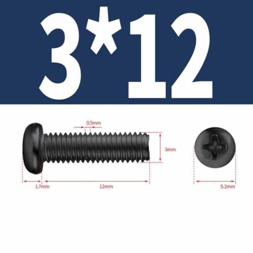 Cross Round Head Screw Phillips Pan Head Bolt Nickel Plated / Black M1 M1.2-M8 - Picture 62 of 103