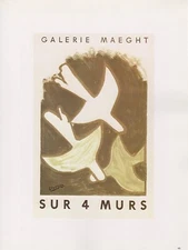 1989 VINTAGE "SUR 4 MURS" BRAQUE ON 4 WALLS MOURLOT MINI POSTER COLOR Lithograph