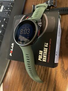 Polar Vantage V2 GPS Watch - Black & Green Strap, extra charger, Worn Once