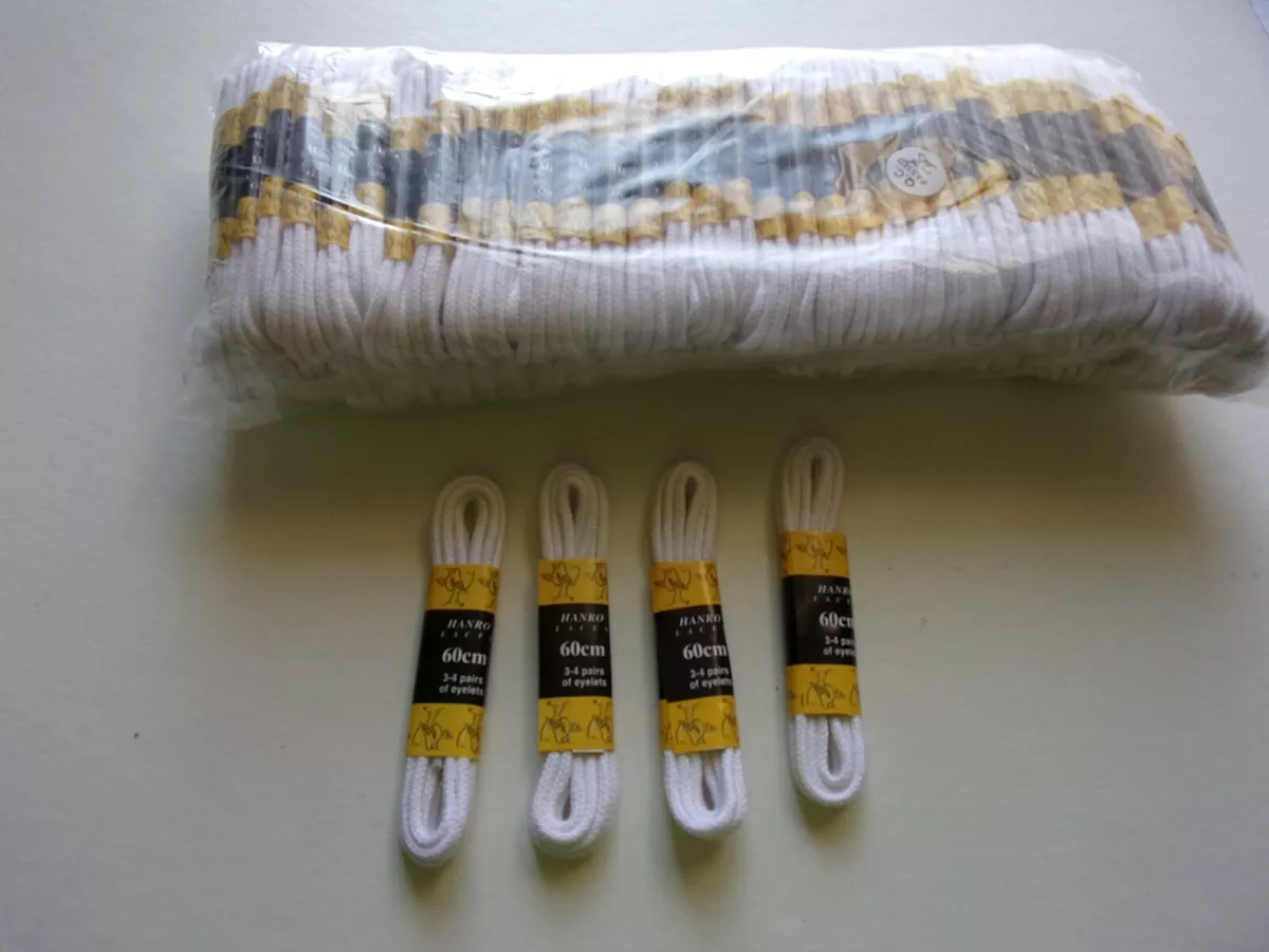 100 Pairs of Shoe Laces White 60cm Thin Round Shoe Laces Bulk
