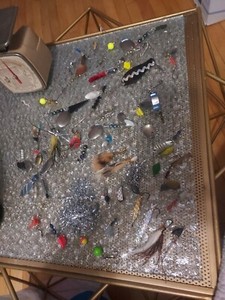Fishing Hooks Lures Weights 45 Piece Lot Estate Find