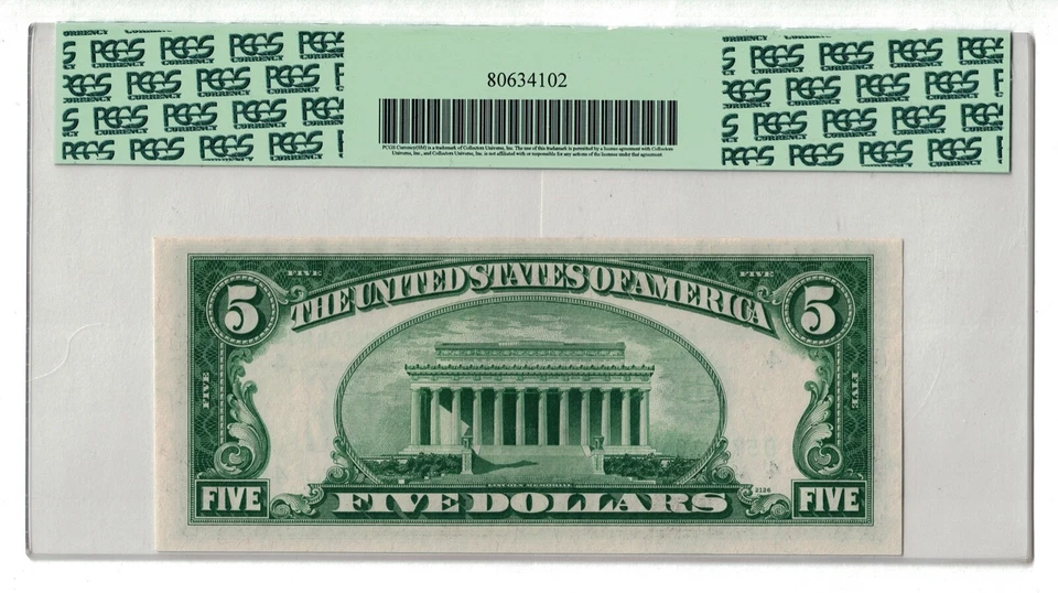 ** 1950 A $5 FIVE DOLLARS GREEN SEAL FEDERAL RESERVE NOTE FR 1962-D ** - Image 2 of 2