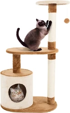 3-Tier Cat Tree - 2 Napping Perches, Kitten Condo, 2 Sisal Rope Scratching Post