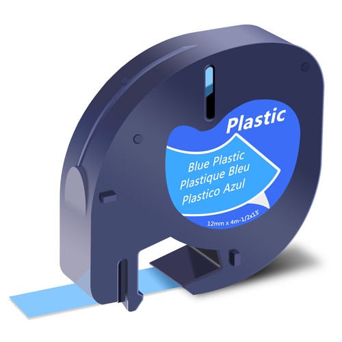 1PK For DYMO LetraTag Plus LT100H 12mm Black on Blue plastic Label Tape 91335 - Picture 2 of 11