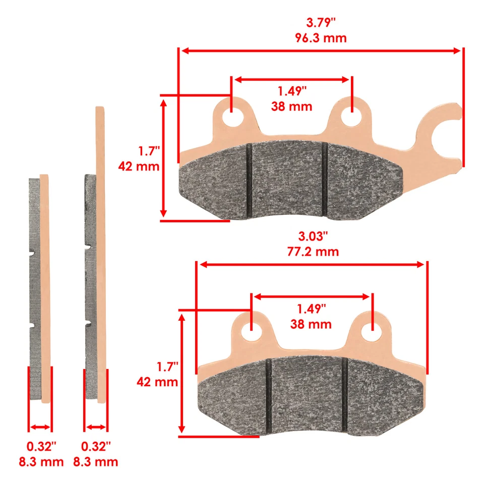 Front Rear Brake Pads for Kawasaki KL650 KLR650 2008-2018 Sintered Pads - Image 2 of 4