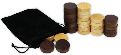 DA VINCI 1.5 inch Wood Backgammon or Checkers pieces - 30 pieces with Bag