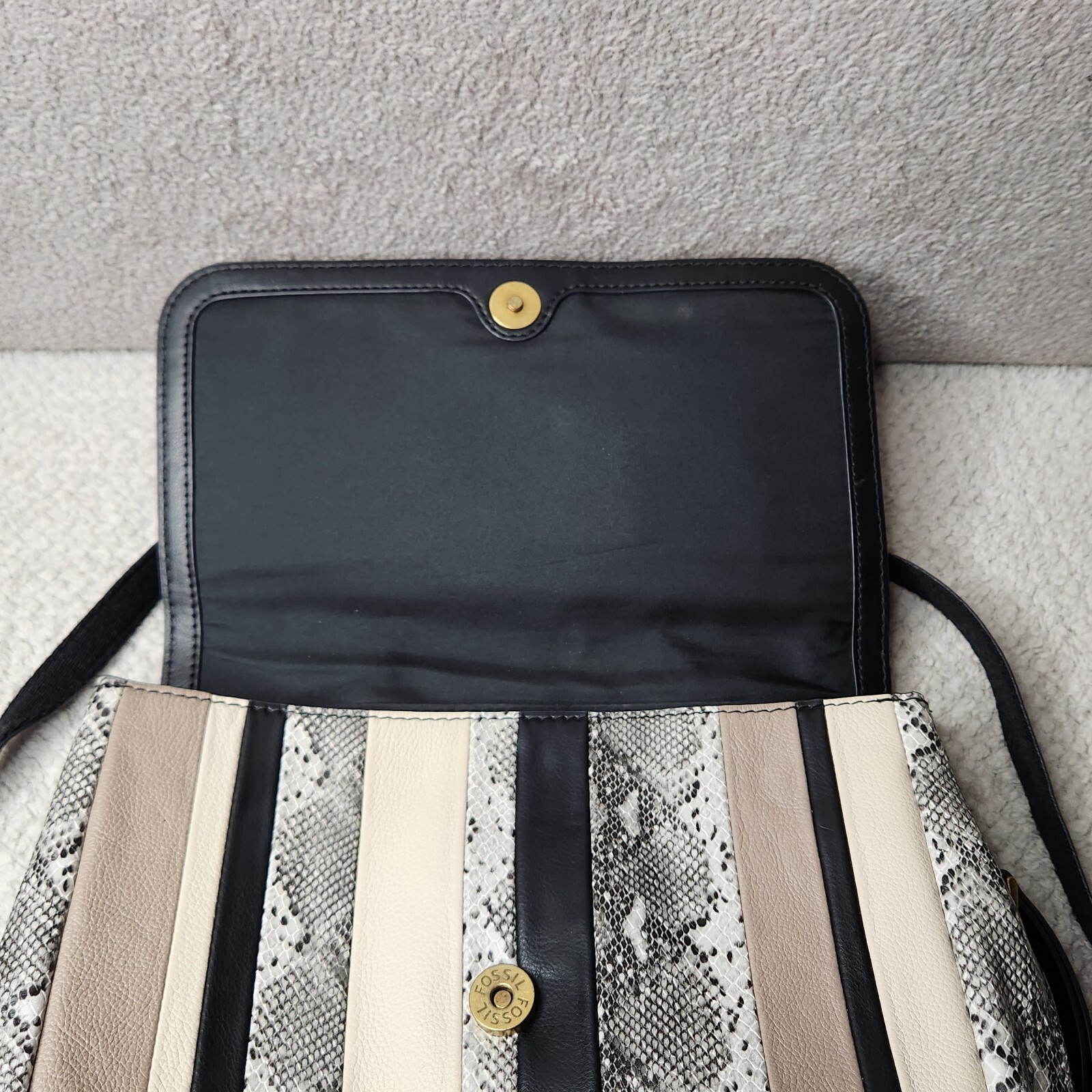 Fossil Backpack Claire Patchwork Black Python Sna… - image 13