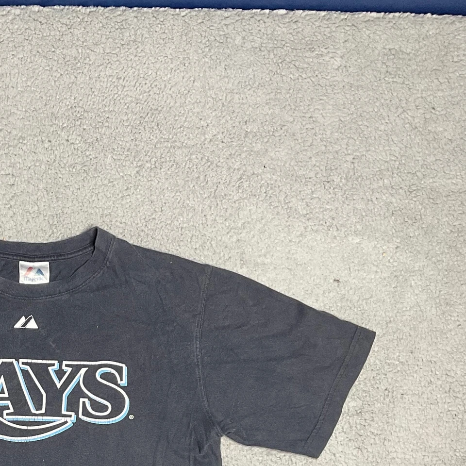 Tampa Bay Rays MLB Black Vintage Majestic Evan Longoria Shirt Boys 2XL - Image 3 of 4
