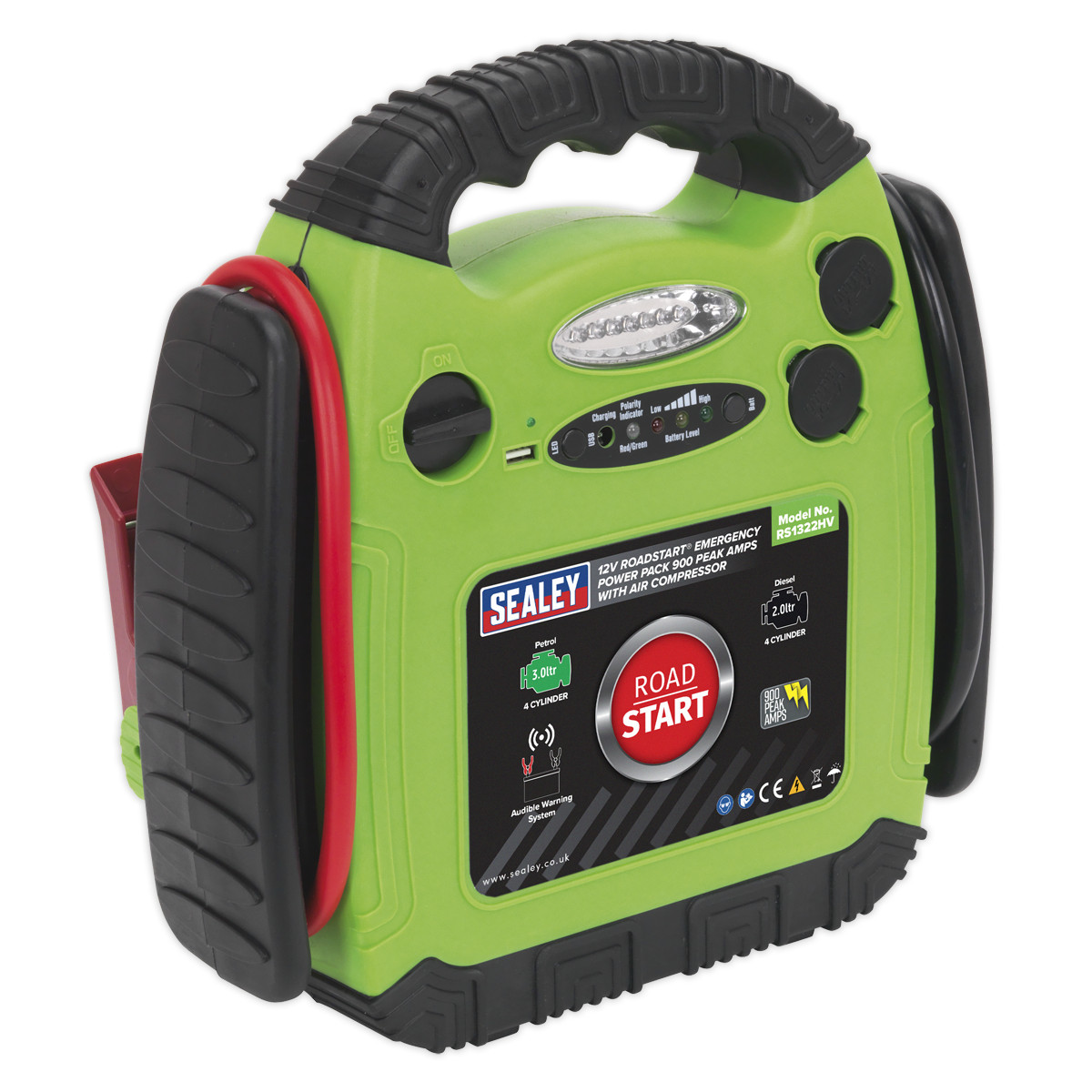 Sealey RoadStart® Emergency Jump Starter with Air Compressor 12V 900 Peak Amp...
