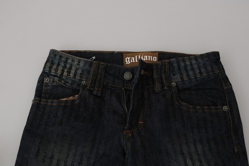 GALLIANO Jeans Blue Stripes Mid Waist Skinny Cotton Denim Trouser s. W25 450usd - Picture 5 of 9