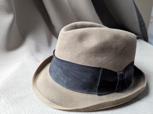 1940s vintage CHAMP kasmir finish 7-1/8 brown FUR FELTED fedora hat