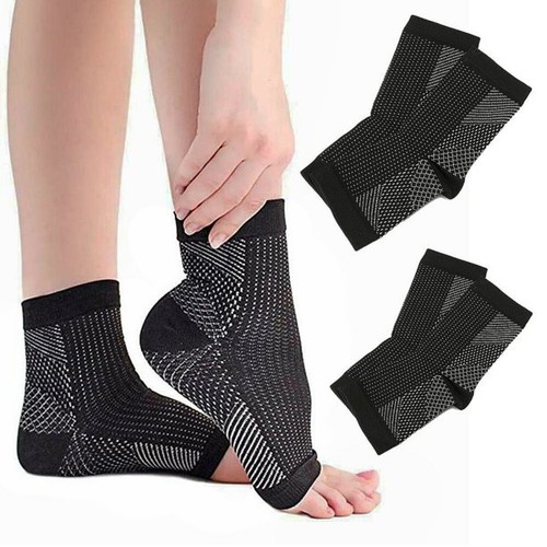 2 Pair Foot Sleeve Plantar Fasciitis Compression Socks Achy Swelling Heel Ankle - Picture 8 of 21