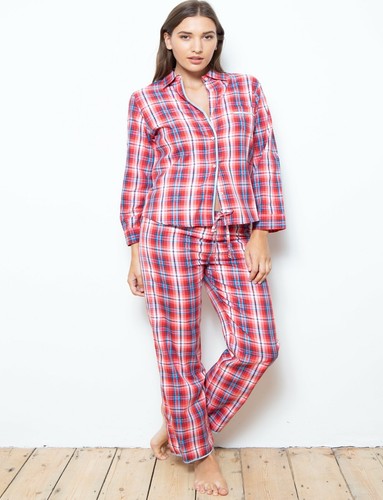 NEU Damen 100 % Baumwolle Deluxe Oxford Twill Karo Cottonreal Pyjama/Loungewear - Bild 3 von 3